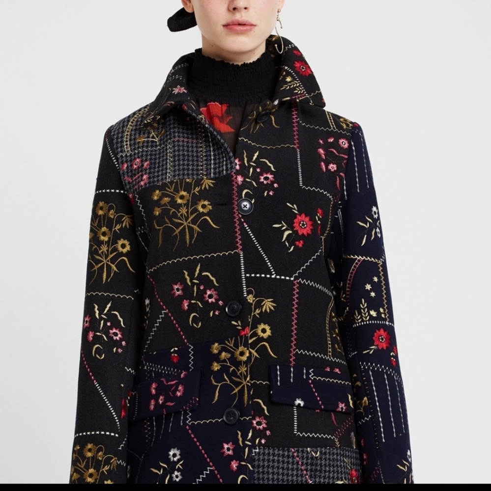Desigual 5 Button Patchwork Coat - image 3